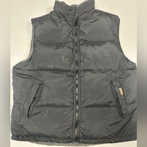 Tempco Zip Up Reversible Down Puffer Vest Mens Size L Black/Gray